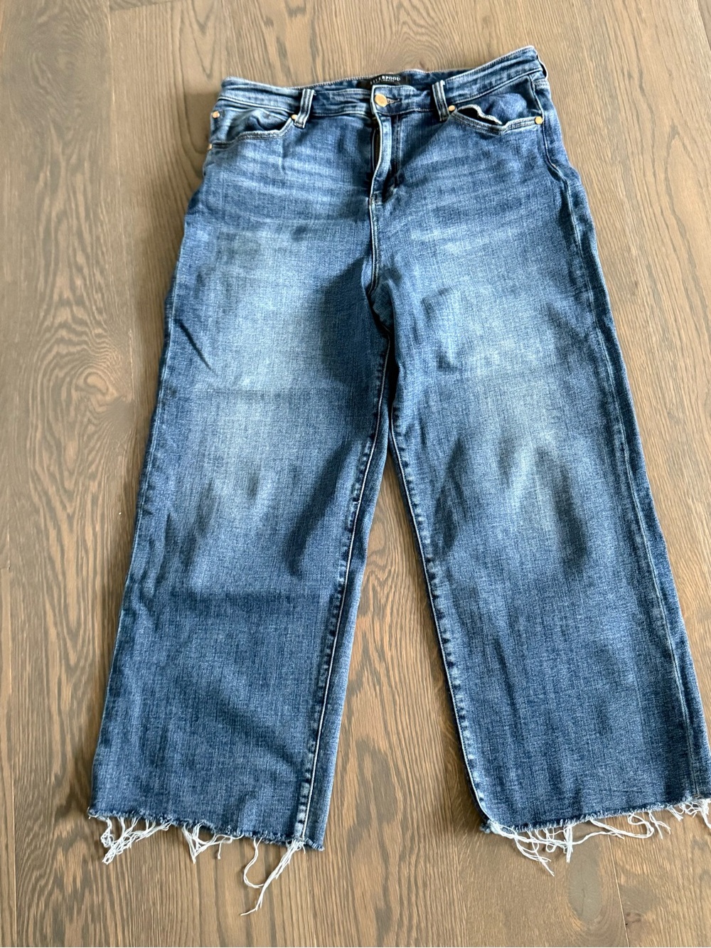 LIVERPOOL Wide-Leg Raw-Hem Blue Jeans